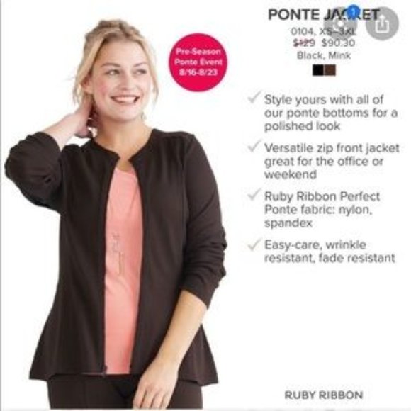Ruby Ribbon Brown Ponte Jacket #0104 - Picture 2 of 13